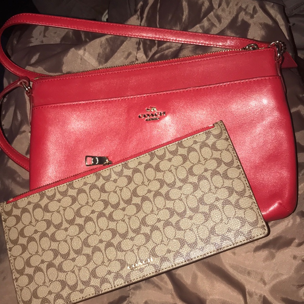 Coach bag with coach pouch